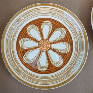 3 Flower Plates Retro 70s Cavalier USA Decor Stoneware Royal China